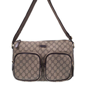 Gucci GG Plus Monogram Flat Messenger Crossbody Bag Brown